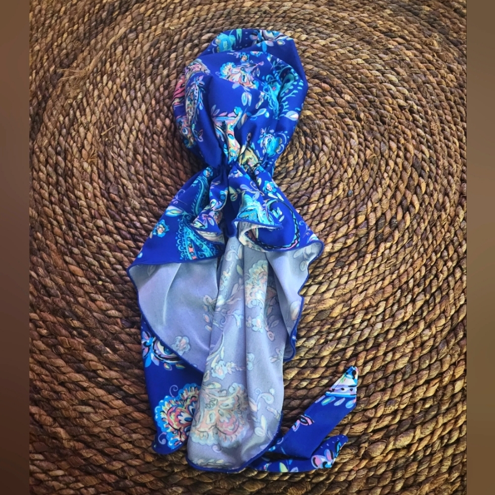 Headscarf for Hair Loss Blue Paisley